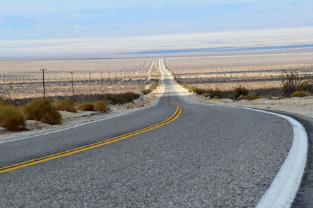 driving through the Mojave desert, California, USAの写真素材