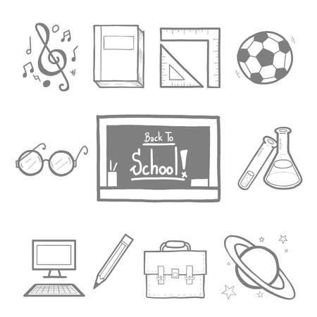 Set of back to school doodlesのイラスト素材