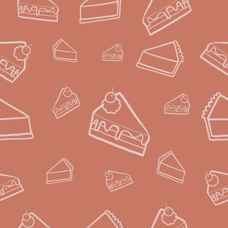 Sweet cake doodle seamless pattern with pink backgroundのイラスト素材