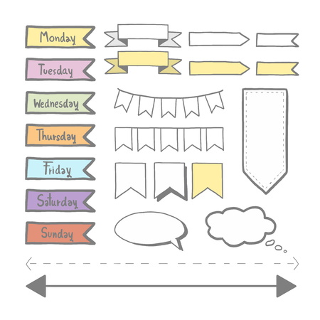 Set of sticker doodle or hand hrawing for planner diaryのイラスト素材