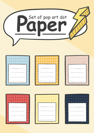 Set of blank paper notepad sheet in pop art styleのイラスト素材