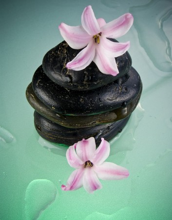 Zen stones and flowerの写真素材