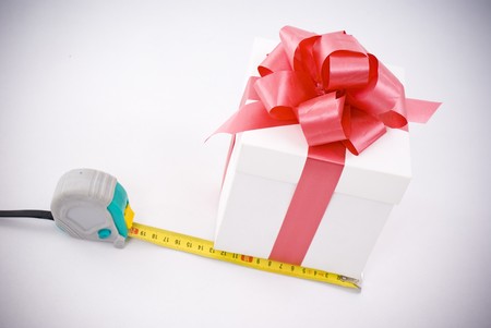 Gift box and measure tapeの写真素材
