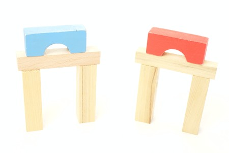 Wooden blocks isloated on whiteの写真素材