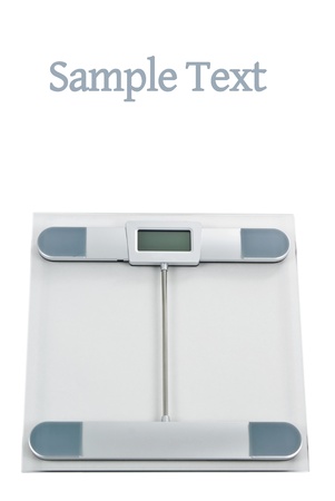 Glass bathroom scale isolated on whiteの写真素材