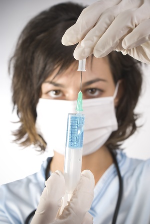 medical doctor with syringe の写真素材