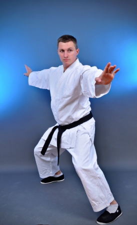punch shock figure in the karate fighting stance の写真素材
