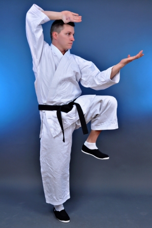 punch shock figure in the karate fighting stance の写真素材