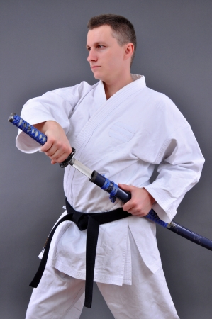 thrilling to see individual open katana a single edged Japanese sword の写真素材