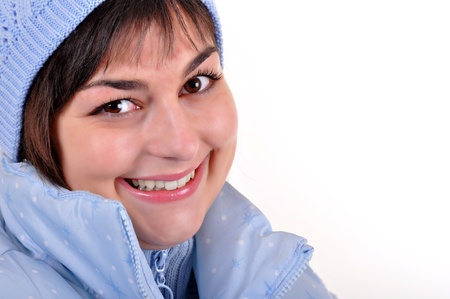 Youn beautiful woman smiling on white backgroundの写真素材