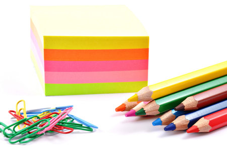 Set of pencils, post-its and other useful supplies for the school 