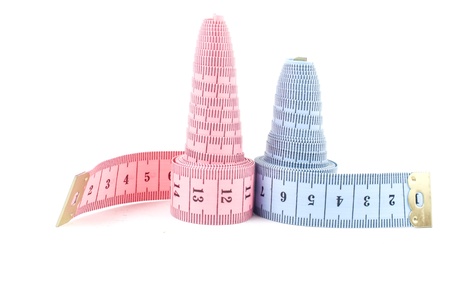 Measuring tape isolated on white background の写真素材
