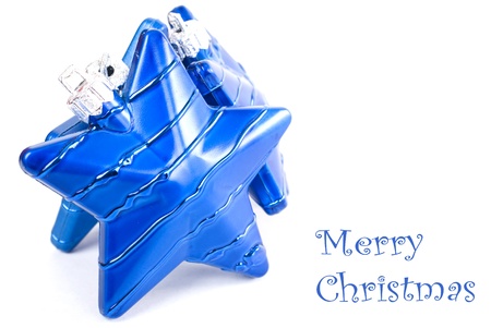 Collection of blue decorations for the Christmas tree の写真素材