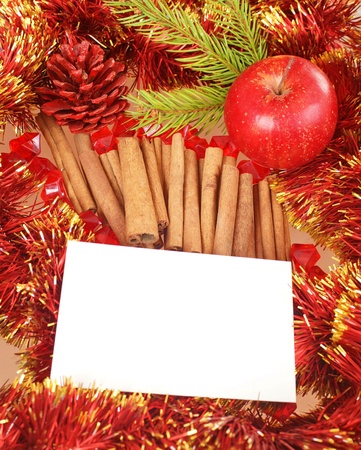 Cinnamon, apple  and cone の写真素材