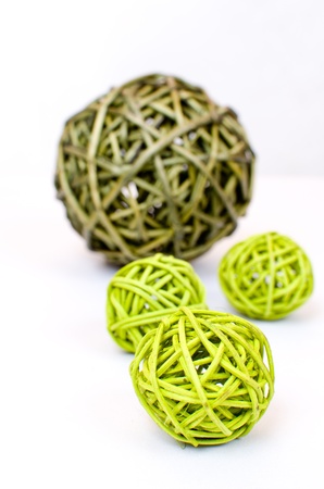 Green globes isolated on whiteの写真素材