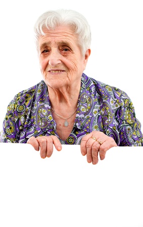 The elderly woman isolated on white background の写真素材