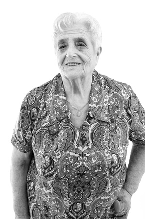 Old Woman on white backgroundの写真素材