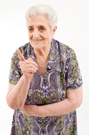 Old Woman on white backgroundの写真素材