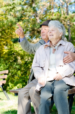 Beautiful senior couple in the parkの写真素材