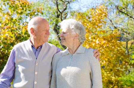 Beautiful senior couple in the parkの写真素材