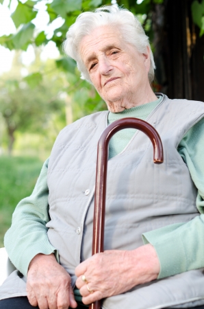 Portrait of the elderly woman. Outdoorsの写真素材