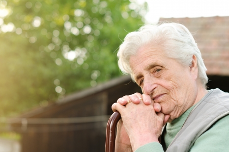 Portrait of the elderly woman. Outdoorsの写真素材