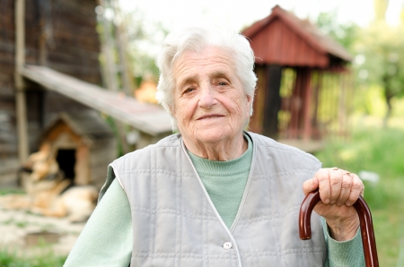 Portrait of the elderly woman. Outdoorsの写真素材