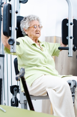 Active  senior woman in a gymの写真素材