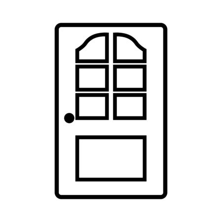 Outline open door of the house vector icon for web design isolated on white background. Door of the house icon. Vector illustration.のイラスト素材