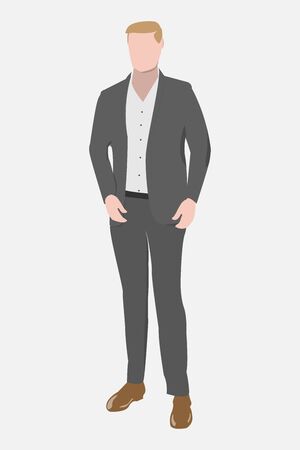 Man. An office worker in a suit. Character for office-themed or management. Vector illustration eps.のイラスト素材