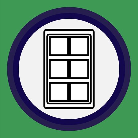 The door icon in the circle. Black and white flat interior icon. Open and closed door, entrance into house. Vector eps illustration.のイラスト素材