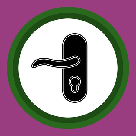 The door icon in the circle. Black and white flat interior icon. Open and closed door, entrance into house. Vector eps illustration.のイラスト素材