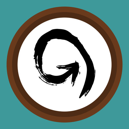 A separate isolated black arrow drawn by hand. Multi-directional arrows on a white circle. Direction...