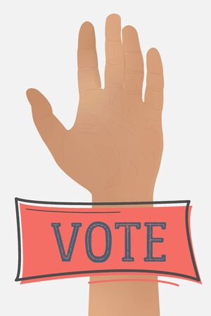 Hand raised up and the inscription Vote.のイラスト素材