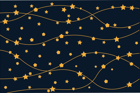 Yellow stars and yellow lines on the blue cosmos.