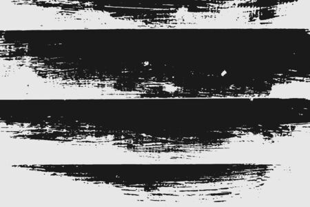 Abstract black white image with long and short intermittent lines made by brush. A monochrome image drawn by hand. Dirty shabby smears of black paint. Vector eps illustration.のイラスト素材