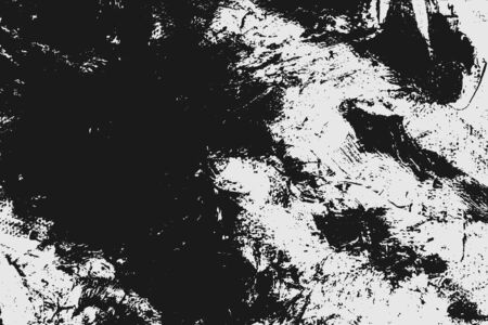 Abstract black white image with long and short intermittent lines made by brush. A monochrome image drawn by hand. Dirty shabby smears of black paint. Vector eps illustration.のイラスト素材