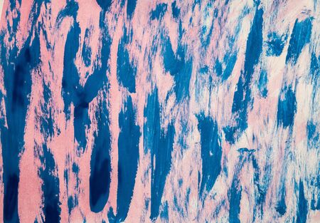 Photo of a bright colorful watercolor background. Gouache drawing. White, blue, pink texture.の写真素材