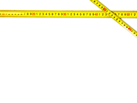 Isolated tape on a white background. Measurements in centimeters in construction or measurement of...
