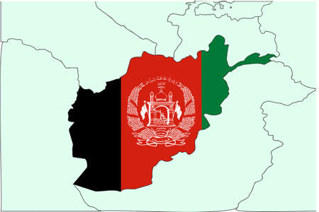 Vector illustration of Afghanistan flag map. . Vector illustrationのイラスト素材