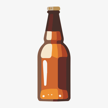 Glass Beer Brown Bottle On White Background Isolated. Ready For Your Design. Product Packing. Vector EPS10 . Vector illustrationのイラスト素材
