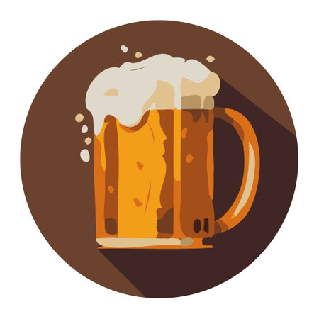 Beer in glass mug with foam. Hand drawn vector illustration. Vector illustrationのイラスト素材