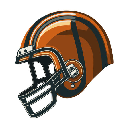 An isolated orange football helm on a white background. Vector illustrationのイラスト素材