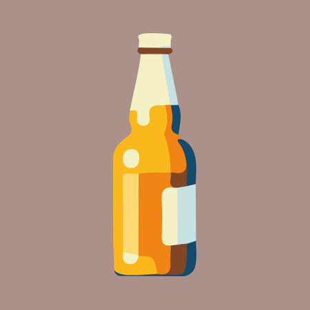 Glass Beer Brown Bottle On White Background Isolated. Ready For Your Design. product packaging. Vector . vector illustrationのイラスト素材