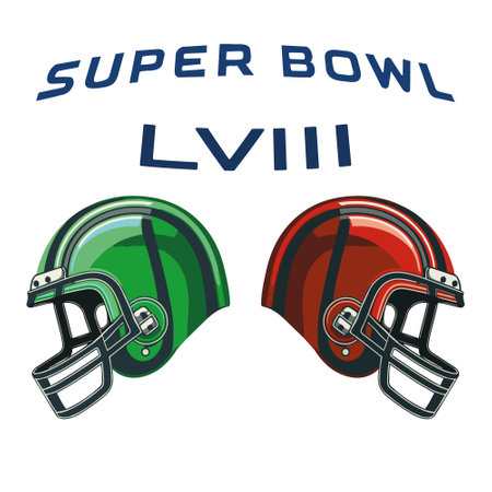 American Football Helmets and Ball Isolated Illustrationのイラスト素材
