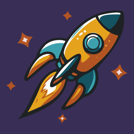 Space rocket launch and flies. Rocket ship retro vintage vector illustration. vector illustrationのイラスト素材