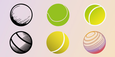 Tennis balls set icons. Vector balls eps illustrationのイラスト素材