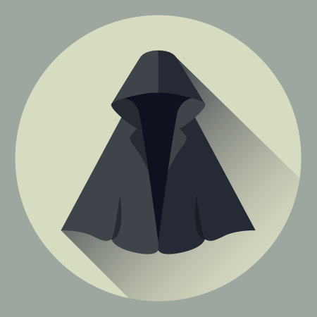Hidden person, incognito, invisible, anonymous in the form of a man with a hood pulled over his face. Isolated vector illustration in a circle, icon, emblem, avatarのイラスト素材