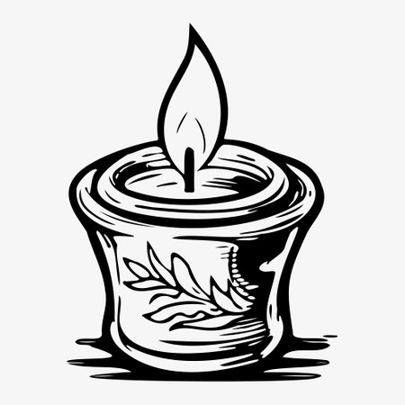 Candle Hand Drawn, Freehand Drawing. Vector illustrationのイラスト素材