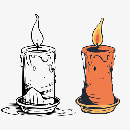 Candle Hand Drawn, Freehand Drawing. Vector illustrationのイラスト素材